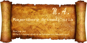 Mayersberg Artemíszia névjegykártya